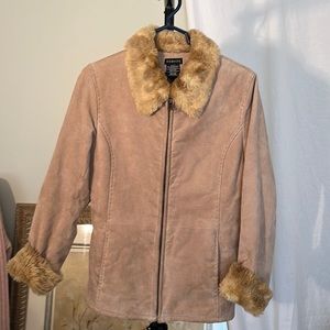 GEORGE SEUDE LEATHER JACKET FAUX FUR INSIDE LINING